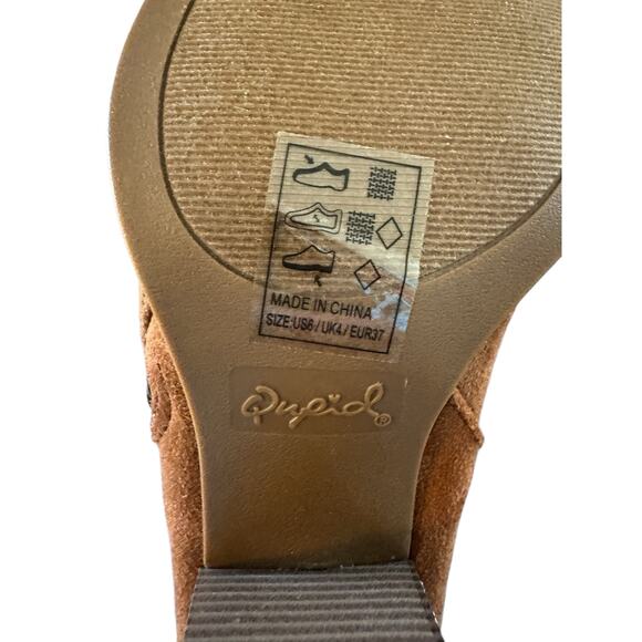 Qupid sz 6 Vegan Suede Rust Booties Side Zip Stylish Trendy Versatile - Picture 2 of 6